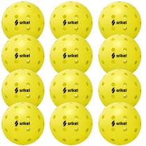 Bolas de pickleball Srikel, 12 unidades, para uso externo, 40 furos, duráveis, amarelas Bolas de pickleball Srikel, 12 unidades, para uso externo, 40 furos, duráveis, amarelas