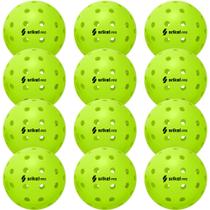 Bolas de pickleball Srikel Pro para exterior com 48 furos, USAPA, kit com 12 unidades Bolas de pickleball Srikel Pro para exterior com 48 furos, USAPA, kit com 12 unidades