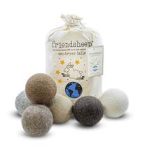 Bolas de secagem de lã Friendsheep, pacote com 6, XL Organic Premium Brown