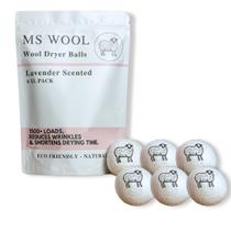 Bolas de secagem de lã Ms Wool Lavender Scented, pacote com 6 GG