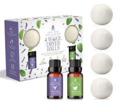 Bolas de secagem de lã para roupa suja Pursonic, pacote com 4 unidades com óleo essencial