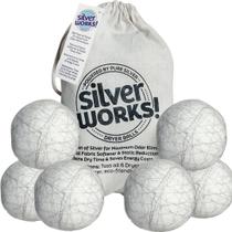 Bolas de secagem de lã SilverWorks! Pacote com 6 eliminadores de odores Bolas de secagem de lã SilverWorks! Pacote com 6 eliminadores de odores