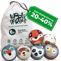 Bolas de secagem de lã Wooly Heroes XL, pacote com 6, reduz a estática e o tempo