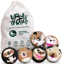 Bolas de secagem de lã Wooly Heroes XL, pacote com 6, reduz o tempo de estática e secagem