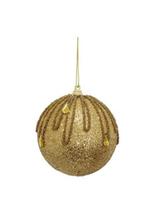 Bolas Decoradas Douradas Com Glitter Com 3 Unidades 8Cm Bril