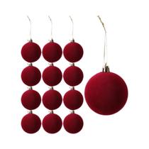 Bolas Decorativas De Natal Em Veludo Vermelho Vinho Vintage 6cm 12/24 Peças Decorações Penduradas Bolas Decorativas De Natal Em Veludo Vermelho Vinho Vintage 6cm 12/24 Peças Decorações Penduradas