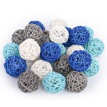 Bolas decorativas DomeStar Rattan 5cm azul, azul escuro, branco