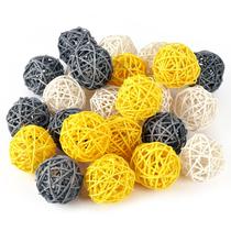Bolas decorativas DomeStar Rattan Bowl Fillers 5 cm, amarelo x24 Bolas decorativas DomeStar Rattan Bowl Fillers 5 cm, amarelo x24