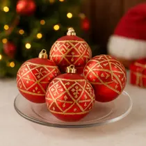 Bolas Natalinas Vermelha Enfeite Árvore Natal 70mm Kit 24pçs