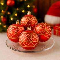 Bolas Natalinas Vermelha Enfeite árvore Natal 70mm Kit 24pçs Bolas Natalinas Vermelha Enfeite árvore Natal 70mm Kit 24pçs