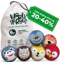 Bolas secadoras de lã Wooly Heroes XL, pacote com 6, reduzem a estática e as rugas