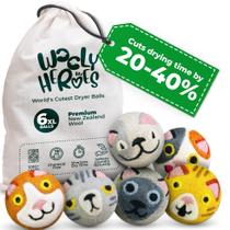 Bolas secadoras de lã Wooly Heroes XL, pacote com 6, reduzem a estática e as rugas