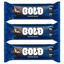 Bold Barra de Proteína Cookies Black contendo 3 unidades de 60g cada