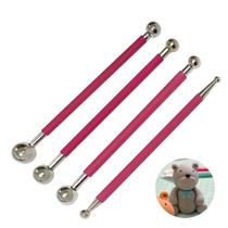 Boleador para biscuit doces pontilhismo papel flores artesanato kit com 4 boleadores de metal rosa ou azul Boleador para biscuit doces pontilhismo papel flores artesanato kit com 4 boleadores de metal rosa ou azul