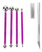 Boleadores Ponta Dupla Esféricas + Estilete Precisão Biscuit