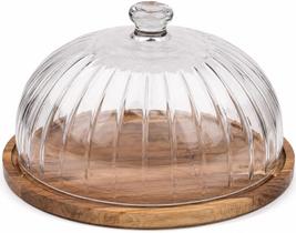 Boleira 28,5cm Tampa de vidro Base bambu Boleira 28,5cm Tampa de vidro Base bambu
