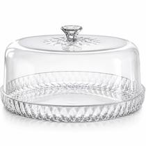 Boleira Acrílica Transparente 26cm Com Tampa Porta Bolo Torta Pudim Cristal Confeitaria