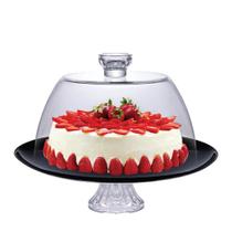 Boleira Black c/Pe e Tampa Ruvolo 32cm p/Bolos e Sobremesas