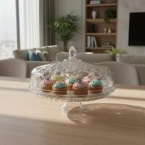 Boleira Borda Alta Diamond Cristal 30cm Aniversário Festas Eventos