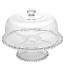 Boleira com Pé e Cúpula Cristal Pearl Wolff 31x25cm Prato para Bolos Doces Boleira com Pé e Cúpula Cristal Pearl Wolff 31x25cm Prato para Bolos Doces