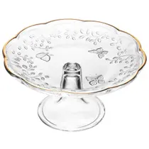 Boleira com Pé Vidro Cristal Prato para Bolo Redondo 19cm Ly