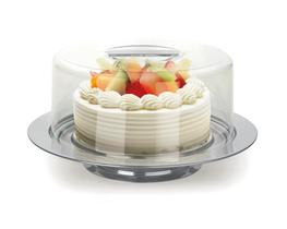 Boleira Com Pedestal Base Inox 33cm Prato Para Bolo Pudim Torta Festa Aniversário Doces Pão