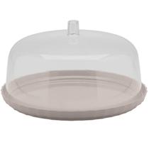 Boleira com Tampa 30cm Ou Break Porta Bolo Pudim Plástico Bege Tampa Transparente Sem Pé Boleira com Tampa 30cm Ou Break Porta Bolo Pudim Plástico Bege Tampa Transparente Sem Pé