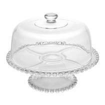 Boleira Com Tampa Pearl E Pé De Cristal De Chumbo Incolor Porta Bolos Tortas Pães Doces Bolinhos Com Apoio Para Cozinha Bancada Decoração