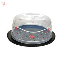 Boleira com Tampa Sem Rosca Para Sobremesas Decorada Coração Plasutil Boleira com Tampa Sem Rosca Para Sobremesas Decorada Coração Plasutil