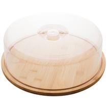 Boleira de Bambu com Cúpula de Plástico 28x9,5cm Lyor Porta Bolo Redondo com Tampa Boleira de Bambu com Cúpula de Plástico 28x9,5cm Lyor Porta Bolo Redondo com Tampa