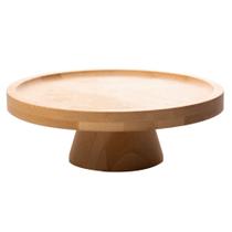 Boleira de Bambu Prato Porta Bolo com Pé Suporte 20x7cm Lyor