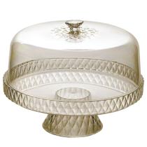 Boleira de Plástico Com Pé Cristal Glamour âmbar Plasutil ref.14201