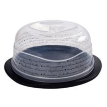 Boleira de plástico preta com palavras decorada plasútil grande - porta bolos e doces