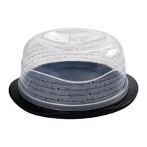 Boleira De Plastico Redonda Plasutil Decorada Preta Com Tampa Encaixavel - 005733