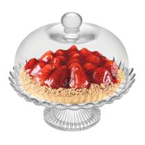 Boleira de Vidro com Pé e Tampa 24cm Vitazza Prato para Bolo Doce Sobremesa Boleira de Vidro com Pé e Tampa 24cm Vitazza Prato para Bolo Doce Sobremesa