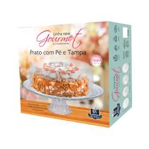 Boleira de Vidro com Pé e Tampa de Plástico Linha Gourmet.