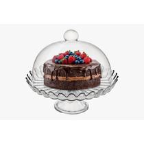 Boleira de Vidro com Pé Pétalas Transparente Porta Bolo Petalas De Jasmin 24CM