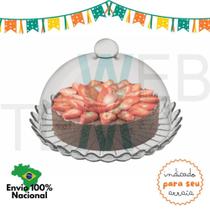 Boleira de Vidro com Tampa Pétalas de Jasmin 32cm Vitazza Prato para Bolo, Doce, Sobremesa, Decoraçl