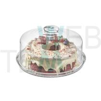 Boleira de Vidro com Tampa Petit Poa Vitazza Prato 28cm para Bolo, Doce, Sobremesa, Decoração, Organização, Mesa Posta Elegante e Sustentável