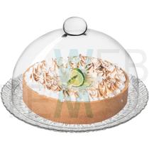 Boleira de Vidro com Tampa Pluma Vitazza Prato 32cm para Bolo, Doce, Sobremesa, Decoração, Organização, Mesa Posta Elegante e Sustentável