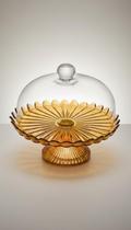 Boleira de Vidro Decorada com Pé Dourado Boleira de Vidro Decorada com Pé Dourado