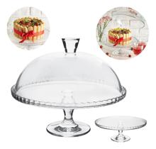 Boleira De Vidro Prato Para Bolo Com Pé E Tampa 32cm Boleira De Vidro Prato Para Bolo Com Pé E Tampa 32cm