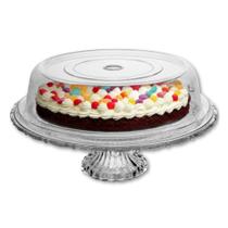 Boleira de Vidro Prato Porta Bolo com Tampa de Plástico Angel 30cm Lyor