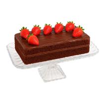 Boleira de Vidro Prato Porta Bolo Retangular com Pé Suporte Quadratta 36x18cm Lyor Boleira de Vidro Prato Porta Bolo Retangular com Pé Suporte Quadratta 36x18cm Lyor