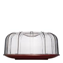 Boleira Elegance Resistente Redonda Com Tampa 30cm Vermelha em Policarbonato Linha Profissional Premium Não Quebra Cook VEM