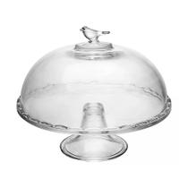 Boleira Grande com Pé e Tampa em Vidro Bird 29,5x30cm Wolff