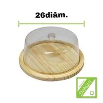 Boleira Grande Madeira Natural Tampa Em Acrílico - Debiasi