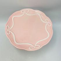 Boleira Laço em Cerâmica Rosa 12cm Boleira Laço em Cerâmica Rosa 12cm