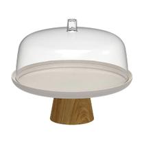 Boleira Lume Bege Fechado com Cúpula Pé em Bambu BFB300BGF - Ou