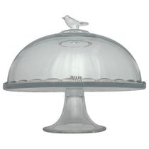 Boleira Passarinho Grande Prato Para Bolo Bird Wolff Cristal